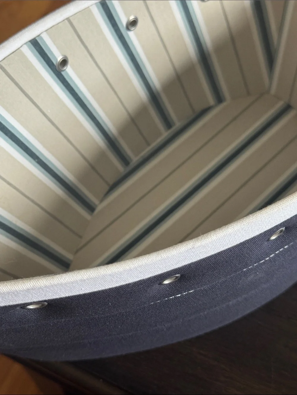 Pottery Barn Kids Navy and White Riveted Fabric Storage Bin